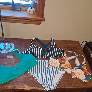 Striped and Floral Bikini Set